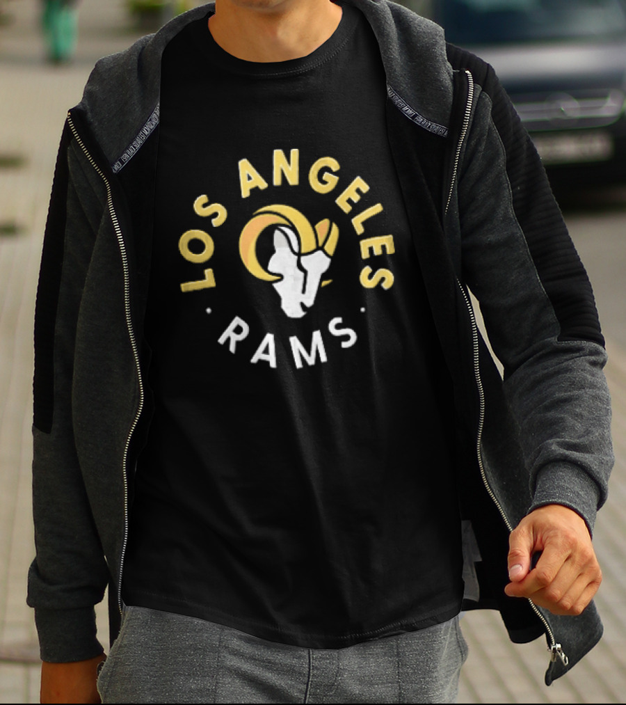 Los Angeles Rams Vintage Spiral Text And Ram Head T-Shirt
