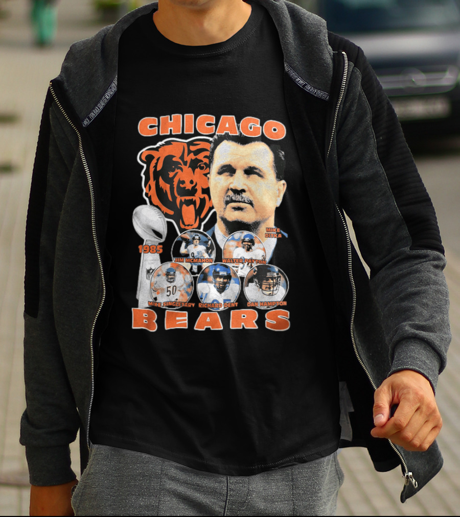 Chicago Bears 1985 Mike Ditka Jim McMahon Walter Payton Mike Singletary Richard Dent Dan Hampton T-Shirt