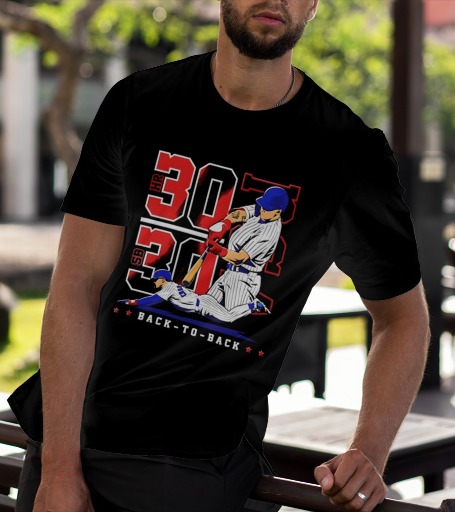 Pete Crow Armstrong Chicago Cubs Back To Back HR SB 30 30 Club Baseball T-Shirt