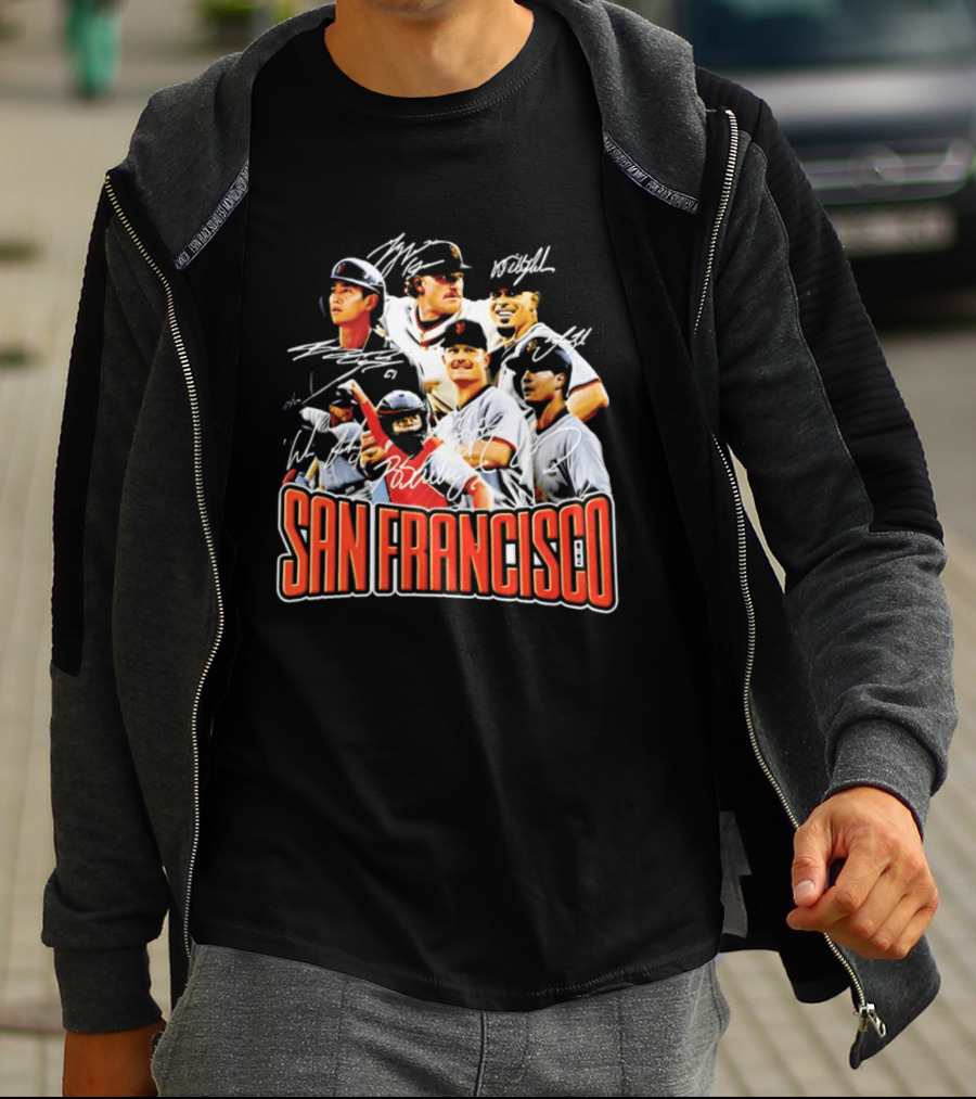 San Francisco Patrick Bailey Jung Hoo Lee Players Collage With Facsimile Signatures T-Shirt