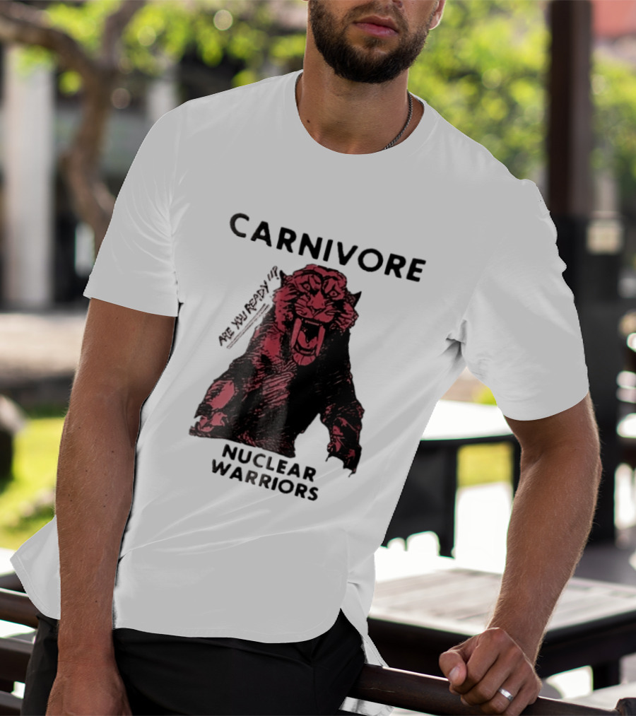 Carnivore Nuclear Warriors Snarling Sabertooth Tiger Pink Ink Sketch T-Shirt