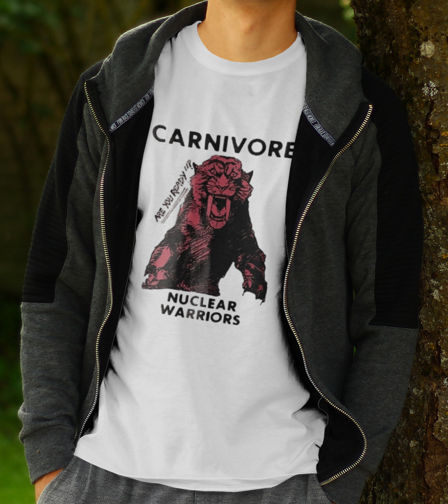 Carnivore Nuclear Warriors Snarling Sabertooth Tiger Pink Ink Sketch T-Shirt