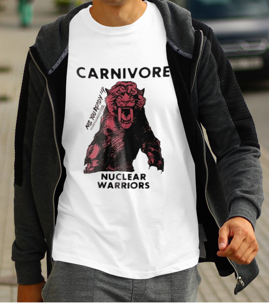 Carnivore Nuclear Warriors Snarling Sabertooth Tiger Pink Ink Sketch T-Shirt