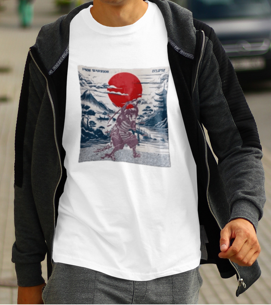 Jade Warrior Eclipse Japanese Samurai Red Sun Pagoda T-Shirt