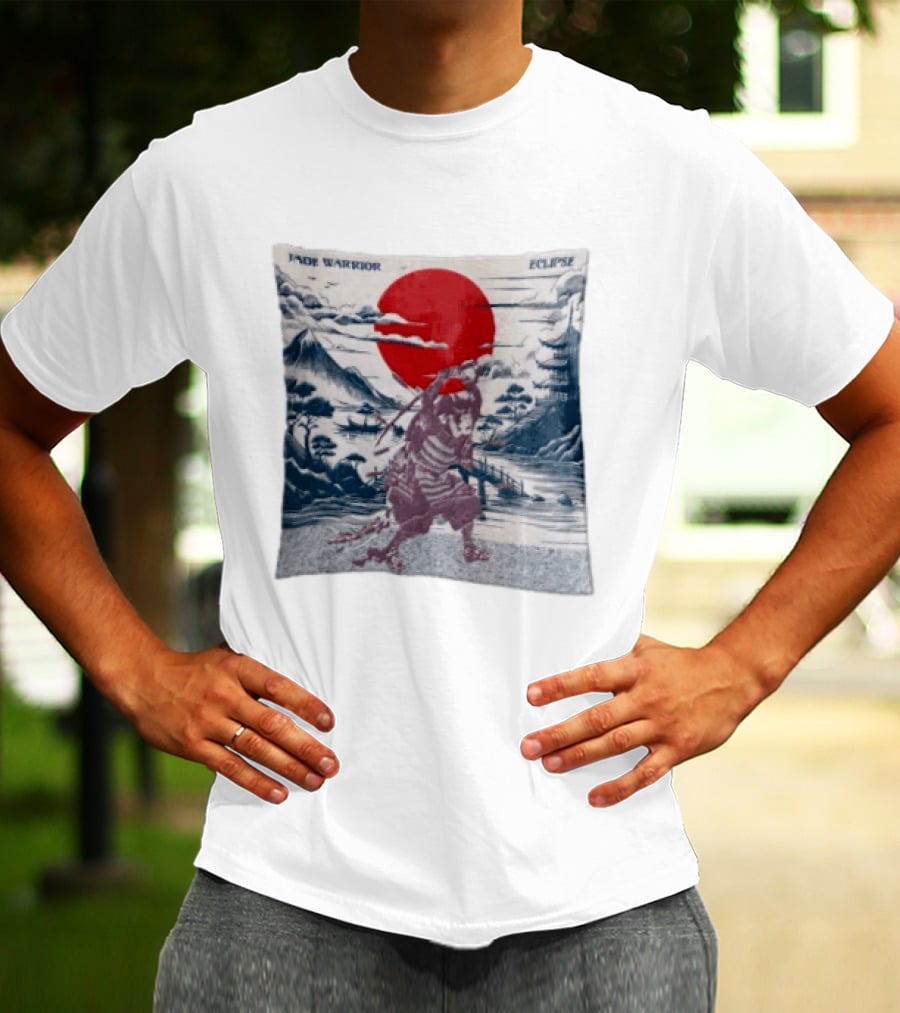 Jade Warrior Eclipse Japanese Samurai Red Sun Pagoda T-Shirt