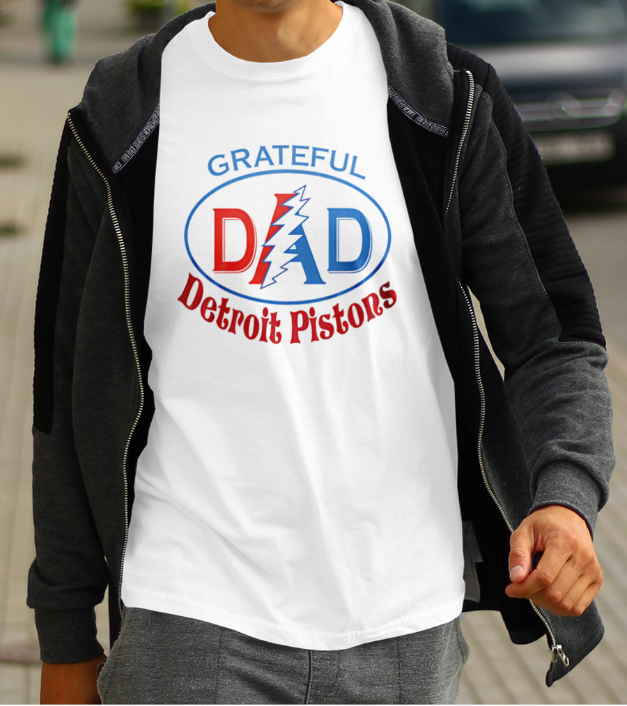 Grateful Dad Detroit Pistons Lightning Bolt T-Shirt