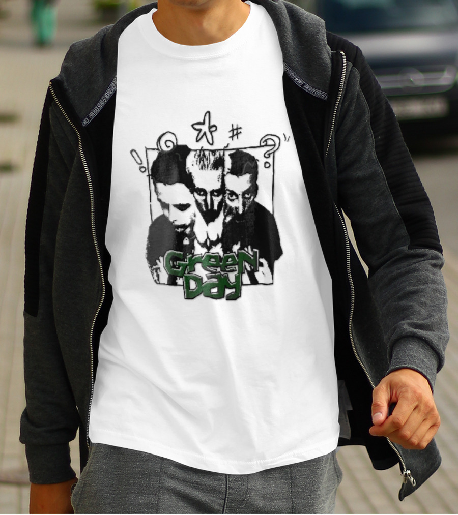 Green Day Billie Joe Armstrong Mike Dirnt Tre Trio High Contrast Doodles Stencil T-Shirt