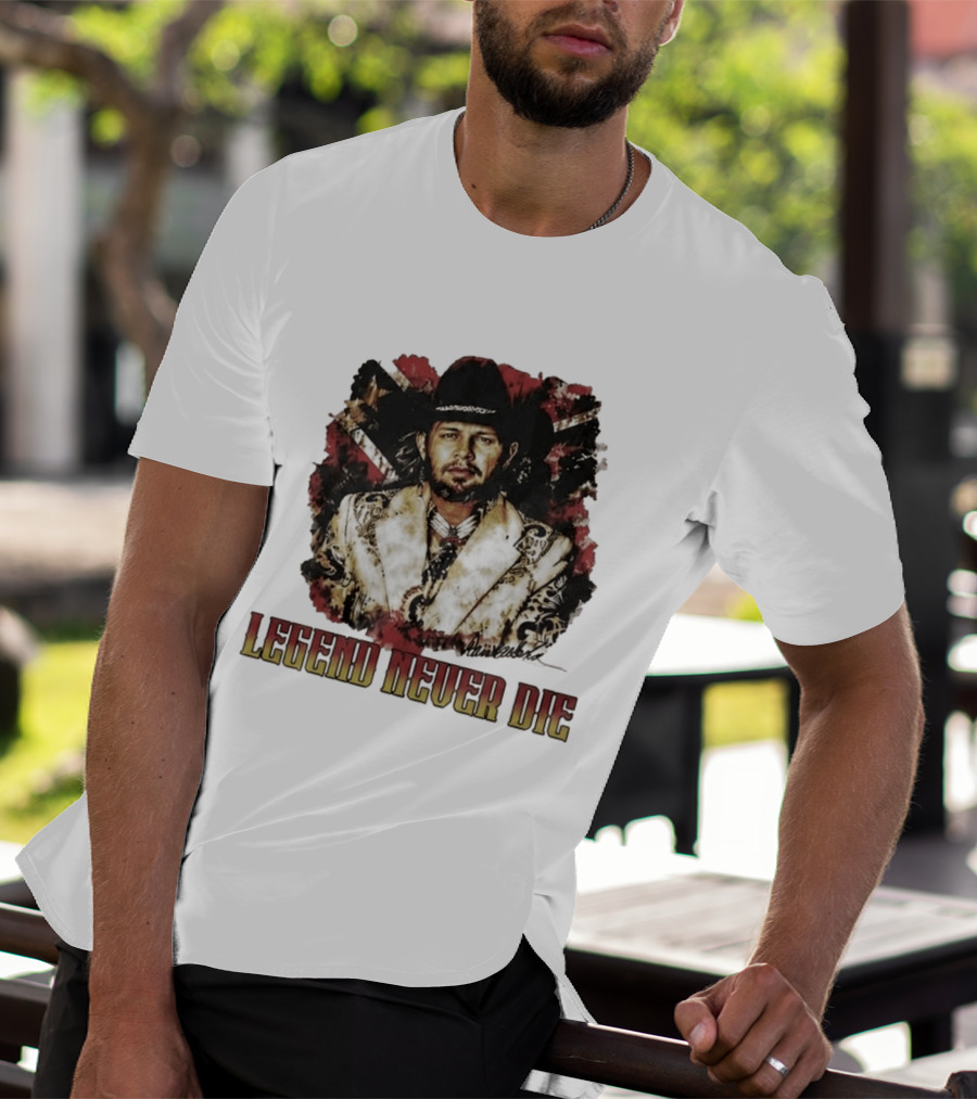 Hank Williams Jr. Legend Never Die Country Music Rebel Flag Cowboy Hat T-Shirt