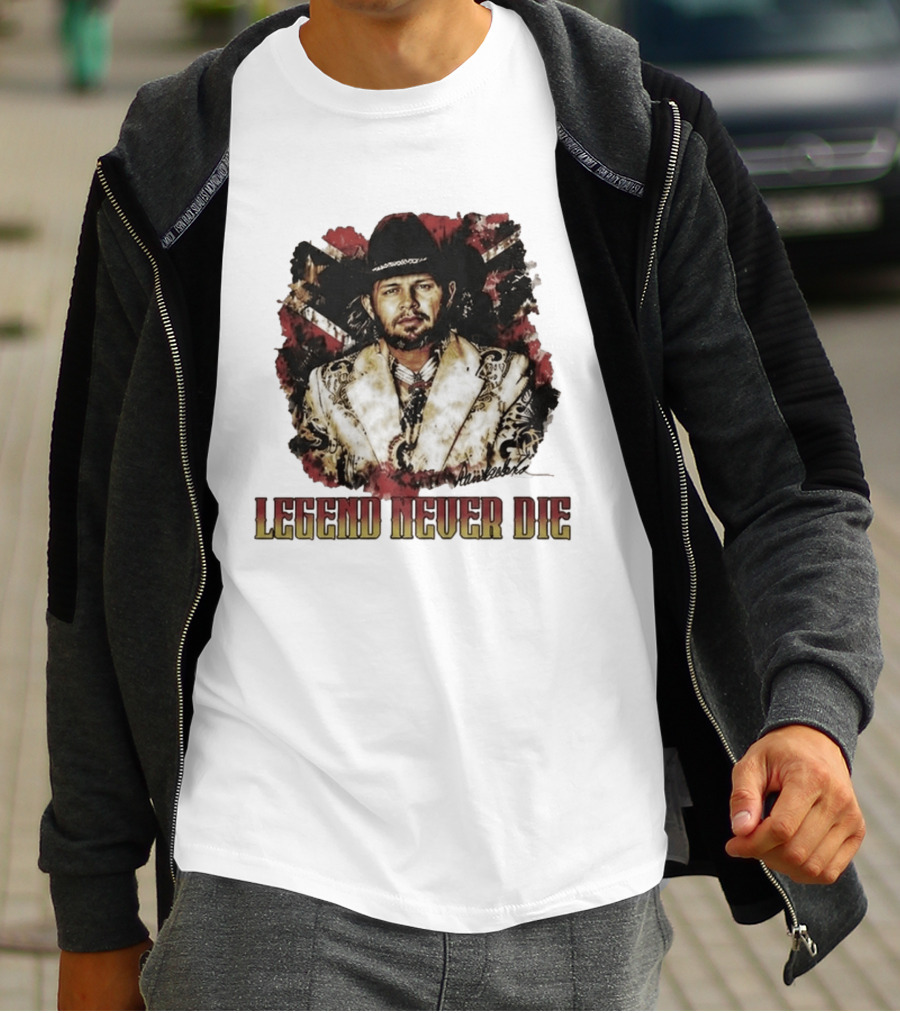 Hank Williams Jr. Legend Never Die Country Music Rebel Flag Cowboy Hat T-Shirt