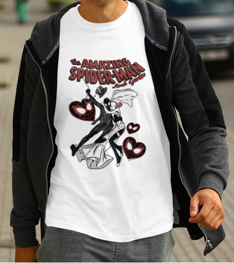 The Amazing Spider Man Loves Gwen Miles Morales Spider Man Gwen Stacy T-Shirt