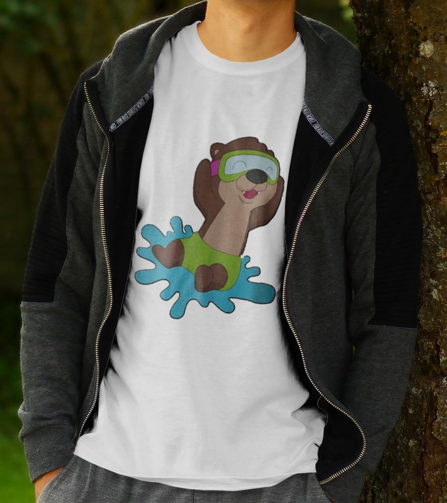 Otter Swimming With Goggles Playful Summer Splash T-Shirt