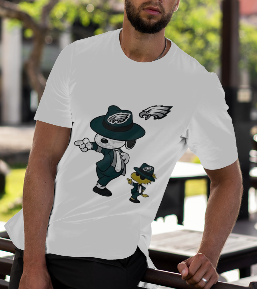 Philadelphia Eagles X Snoopy Woodstock Dance Pop Rock Hat Suit Football Team T-Shirt