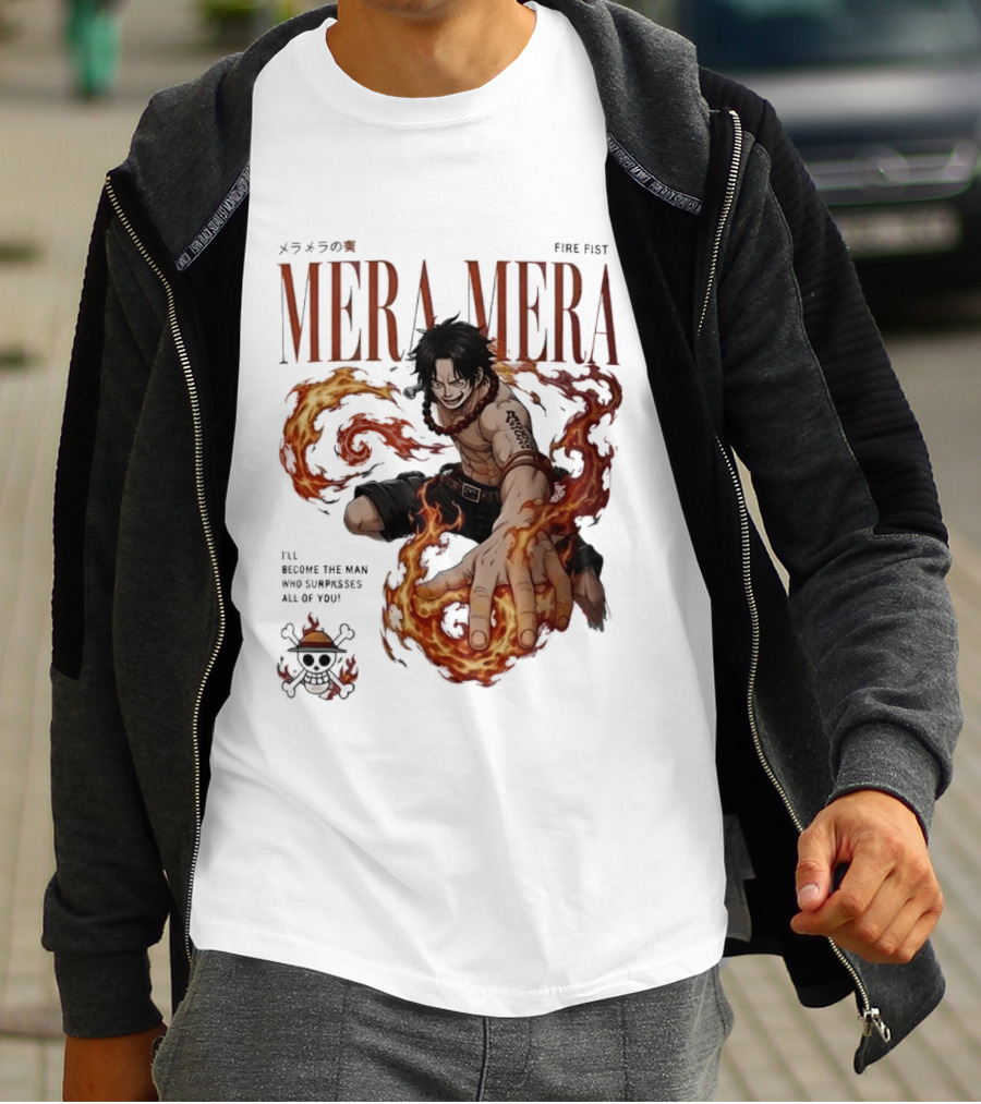 Mera Mera Fire Fist Portgas D Ace One Piece Anime T-Shirt