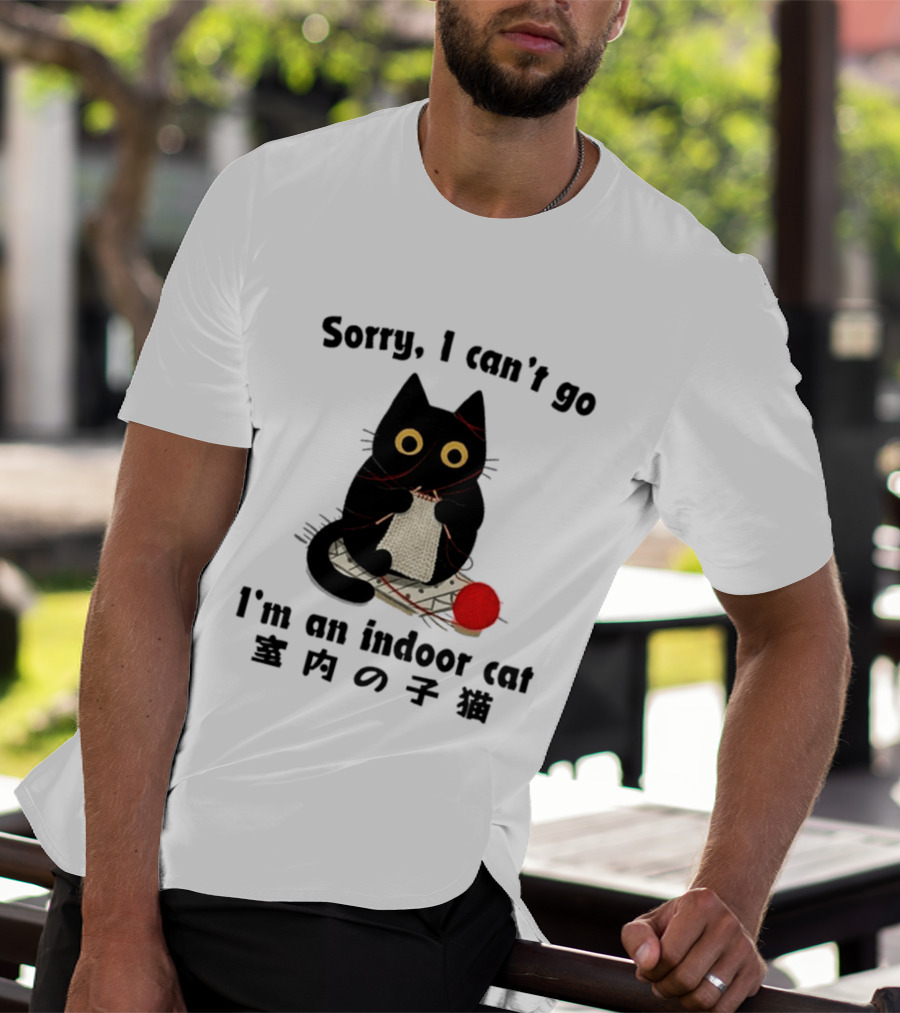 Sorry I Can't Go Knitting Indoor Cat Yarn Meme T-Shirt