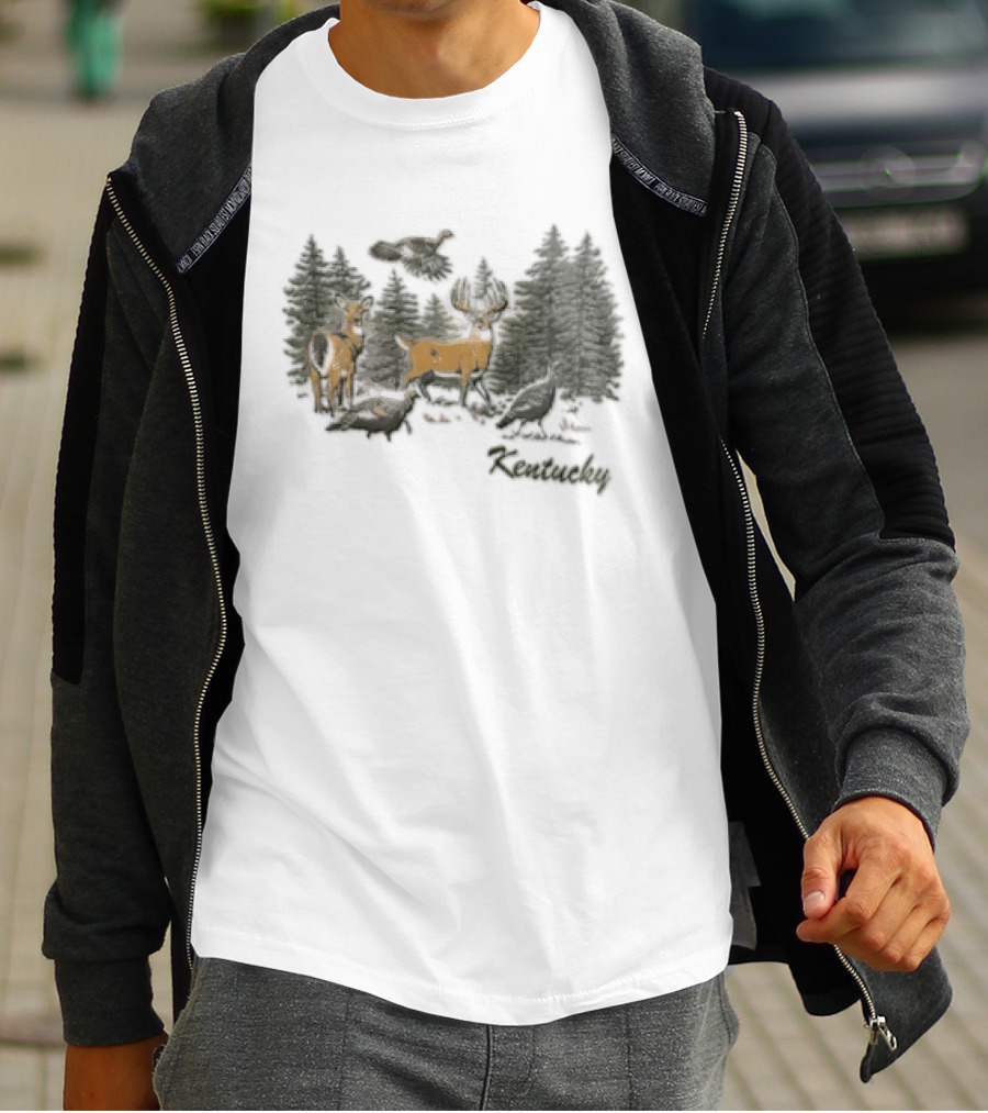 The Deer Turkey Season Forest Hunting Scene T-Shirt