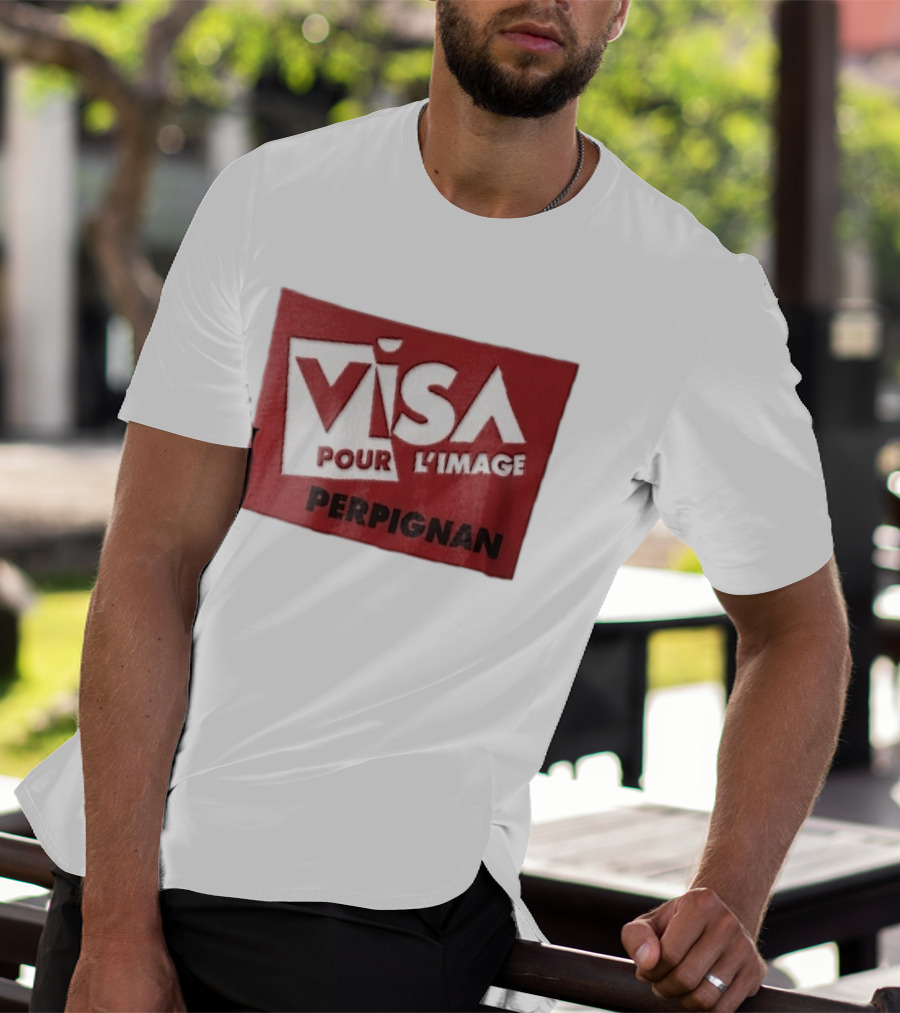 Visa Pour L'Image Perpignan Red Rectangular White Cutout T-Shirt