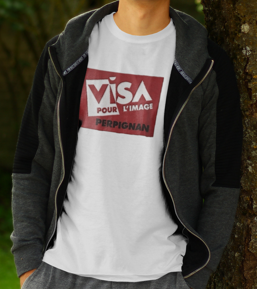 Visa Pour L'Image Perpignan Red Rectangular White Cutout T-Shirt
