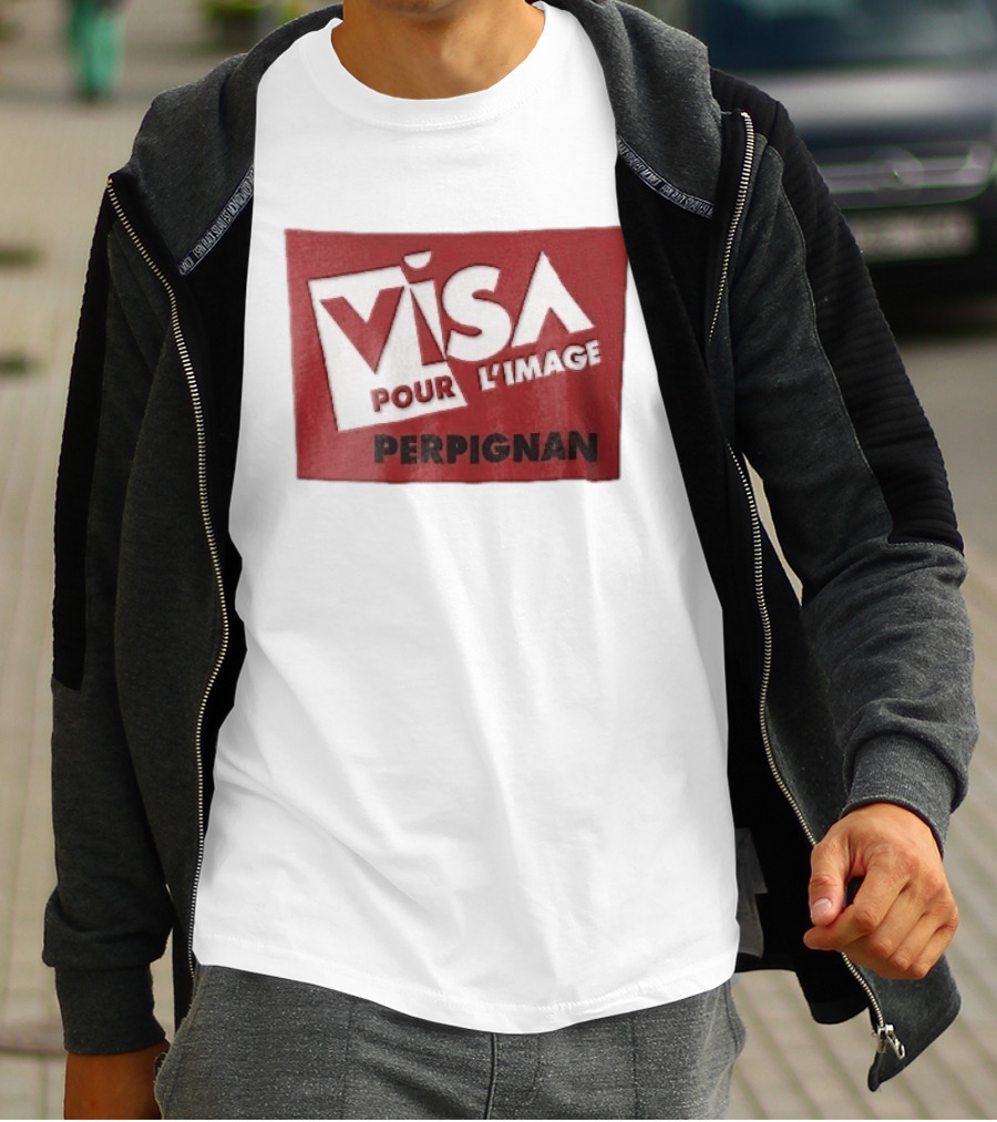 Visa Pour L'Image Perpignan Red Rectangular White Cutout T-Shirt
