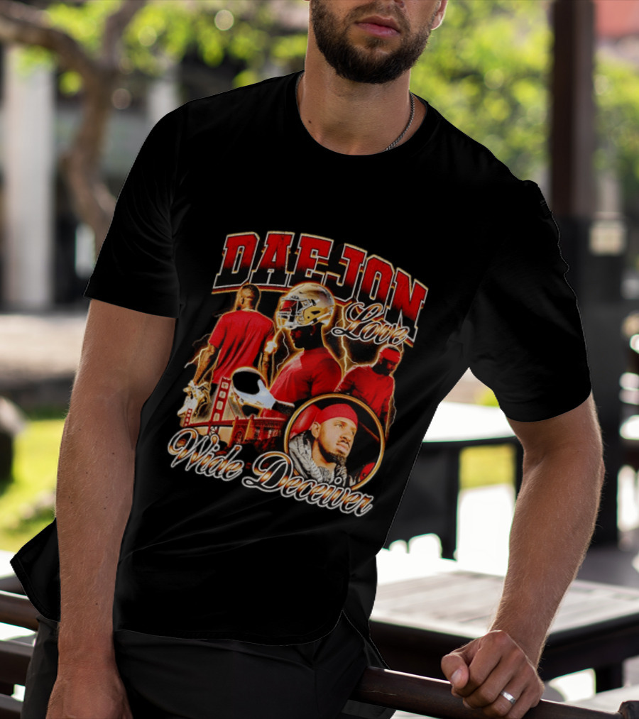 Daejon Love Wide Deceiver Football Helmet San Francisco Bridge T-Shirt