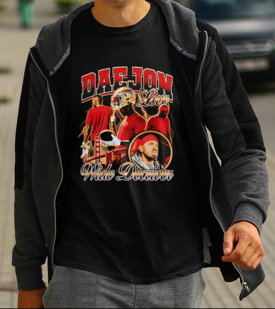 Daejon Love Wide Deceiver Football Helmet San Francisco Bridge T-Shirt