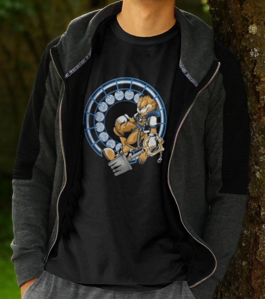 Kingdom Hearts Cat Keyblade Garfield Crossover Keyblade Wielder In Blue Circle T-Shirt