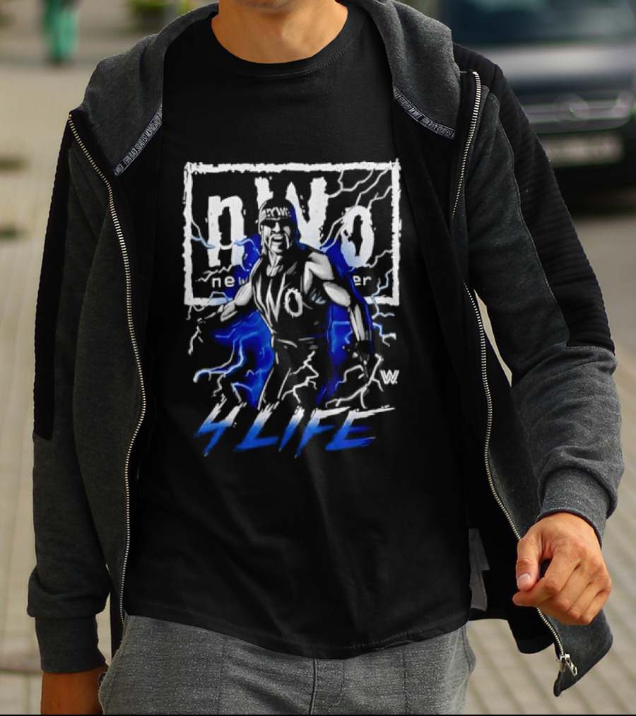 NWo 4 Life Hulk Hogan New World Order Wrestler Blue Lightning T-Shirt