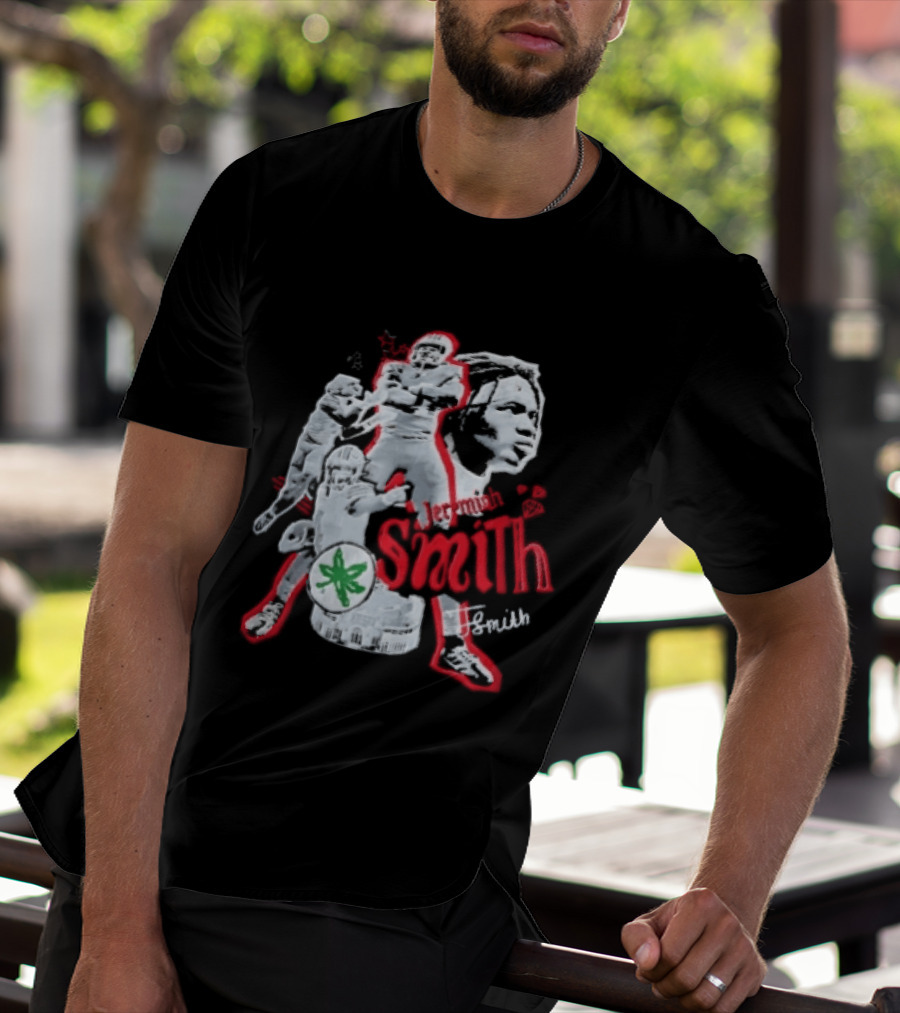 Ohio State Buckeyes NCAA Jeremiah J Smith Football Action Collage Ohio Stadium Bootleg T-Shirt