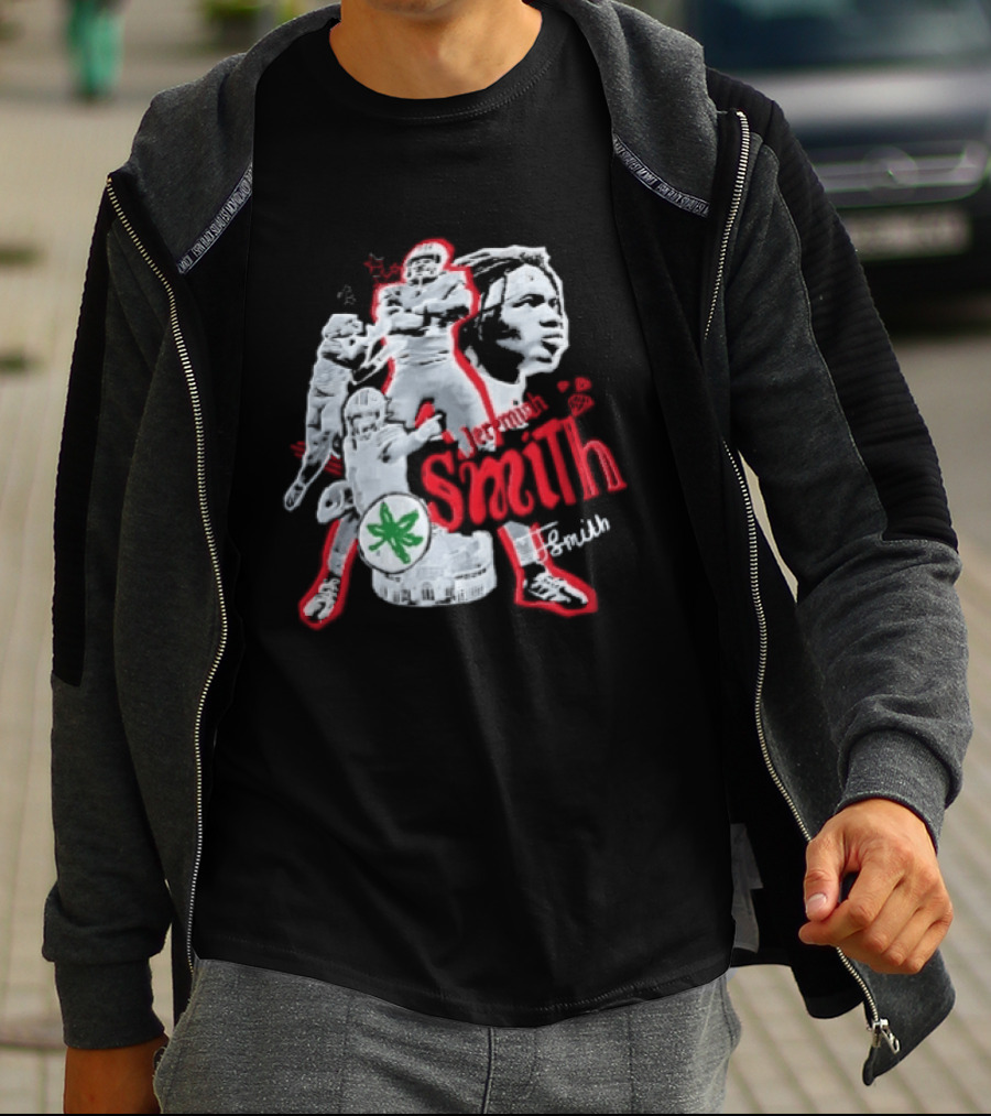 Ohio State Buckeyes NCAA Jeremiah J Smith Football Action Collage Ohio Stadium Bootleg T-Shirt
