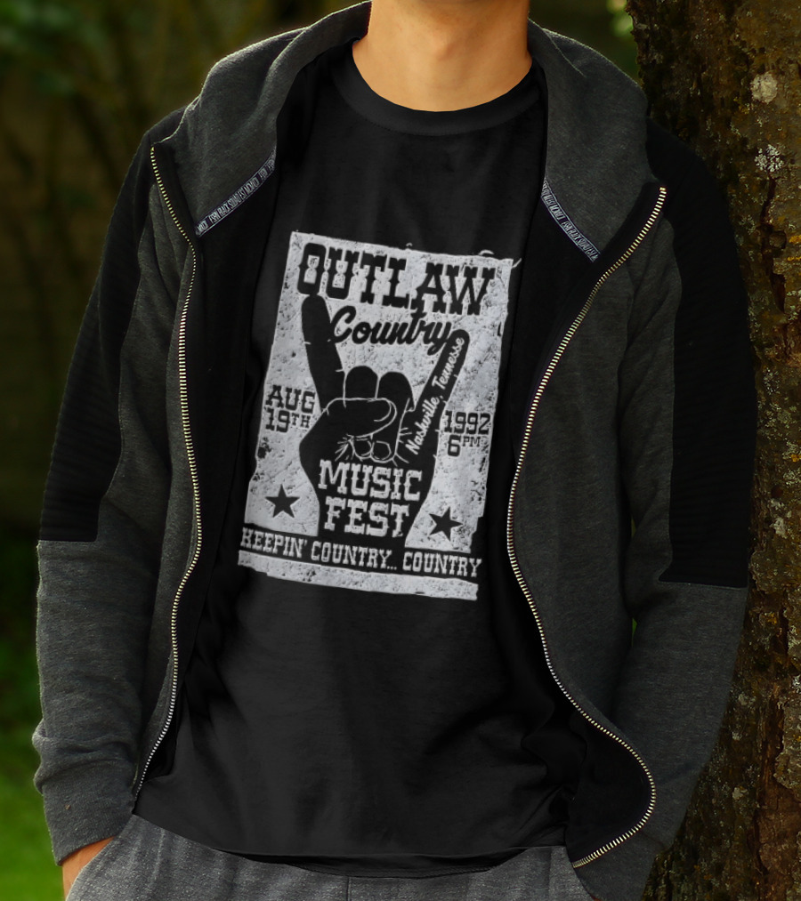 Outlaw Country Music Fest Aug 19th 1992 Nashville Tennessee Keepin Country Country T-Shirt