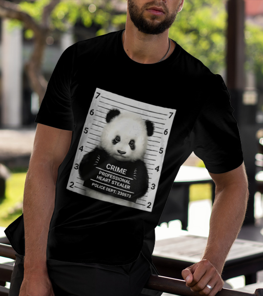 Panda Crime Professional Heart Stealer Police Dept 230573 Shot Lineup T-Shirt