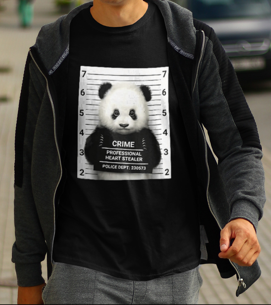 Panda Crime Professional Heart Stealer Police Dept 230573 Shot Lineup T-Shirt
