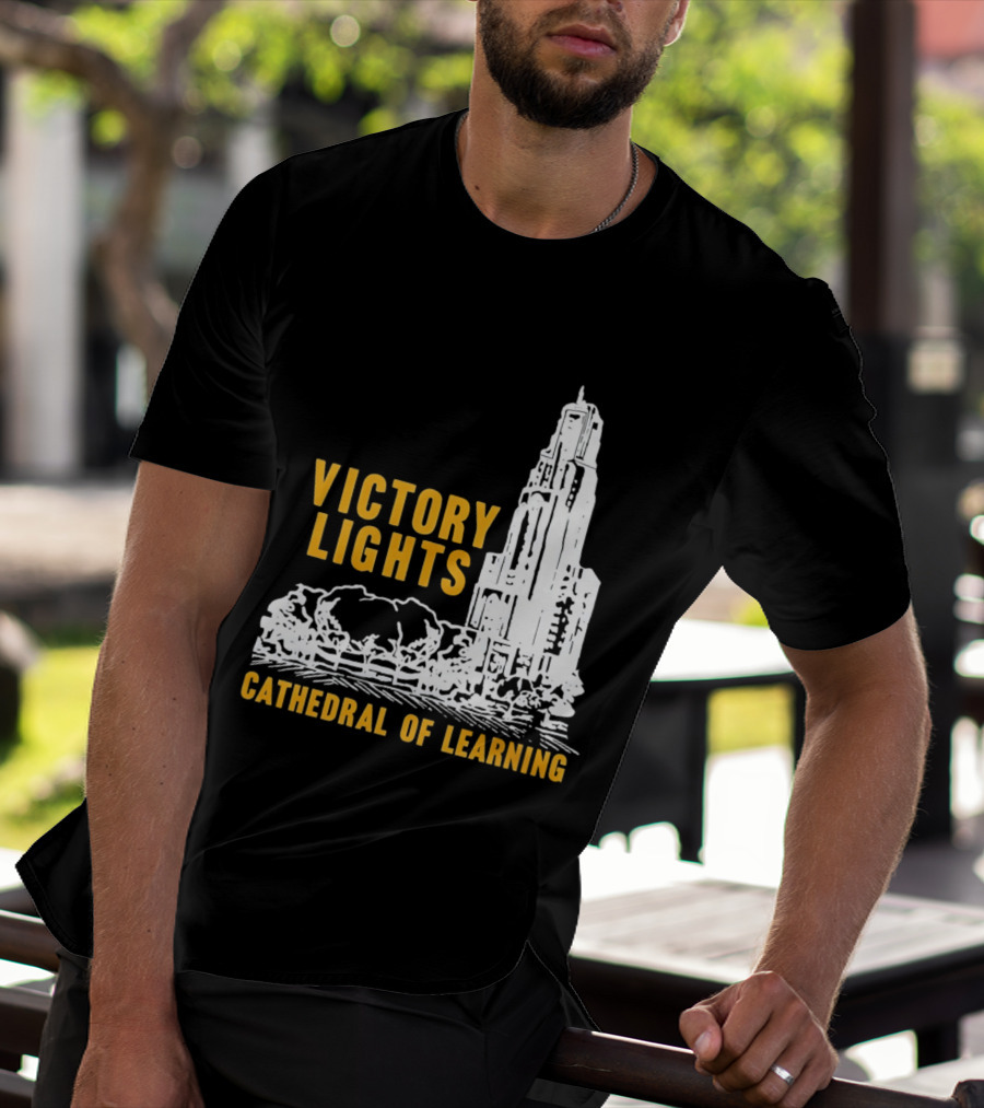Victory Lights Cathedral Of Learning Pittsburgh Panthers T-Shirt