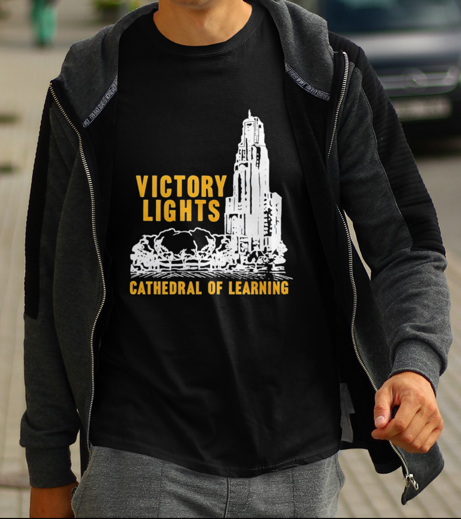 Victory Lights Cathedral Of Learning Pittsburgh Panthers T-Shirt