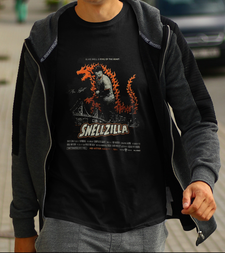 Blake Snell Snellzilla No Hitter August 7 2024 King Of The Bump San Francisco San Diego Padres T-Shirt