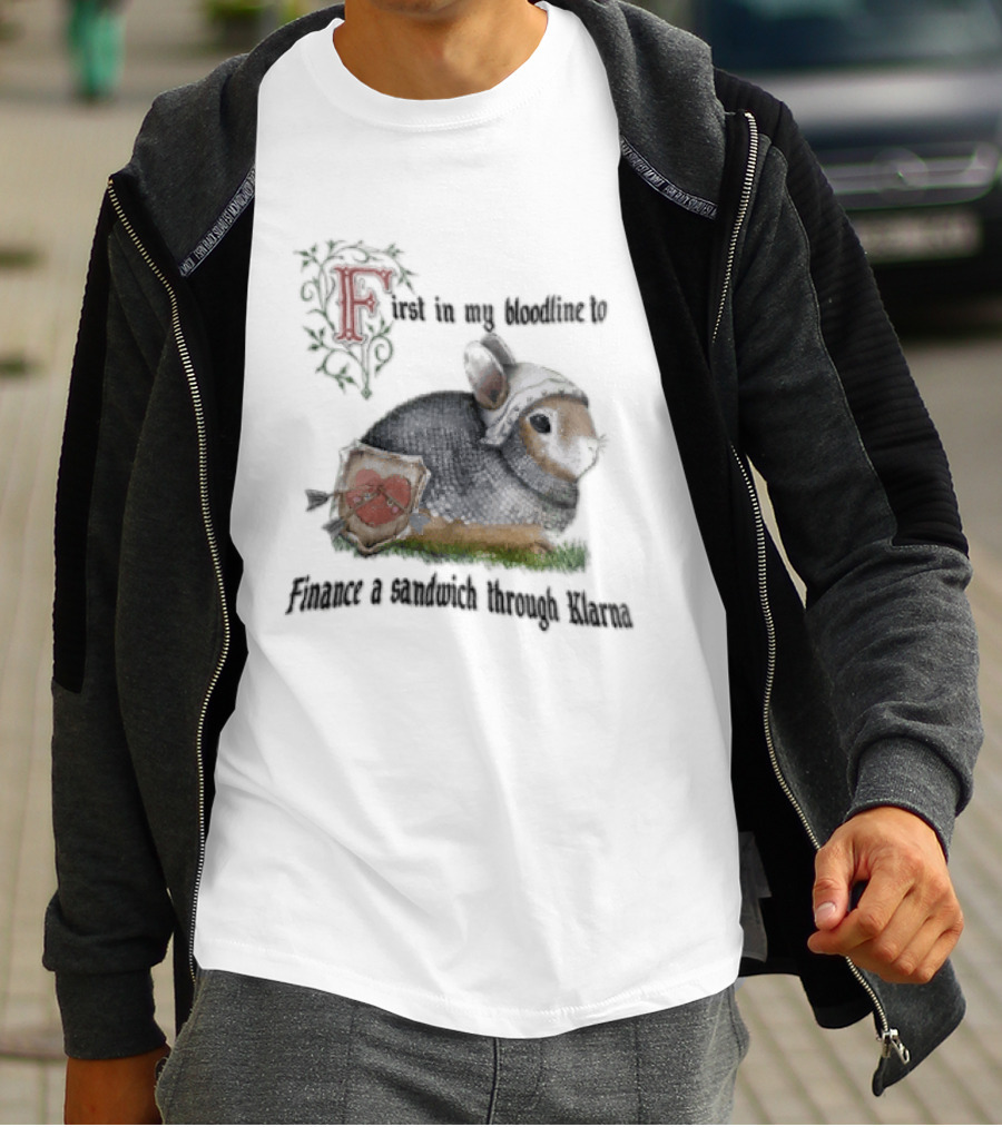 First In My Bloodline To Finance A Sandwich Through Klarna Knight Bunny Chainmail Shield T-Shirt