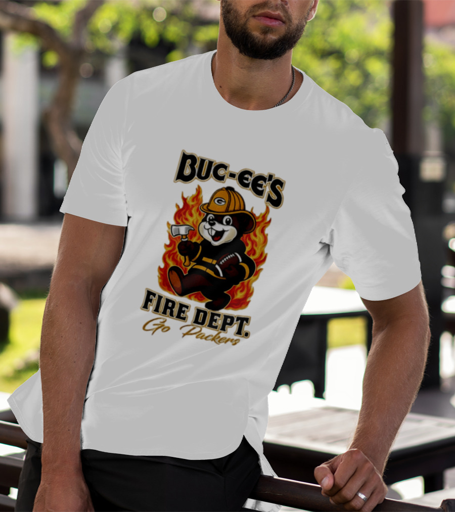 Buc Ee's Fire Dept Go Packers Axe Football Helmet T-Shirt