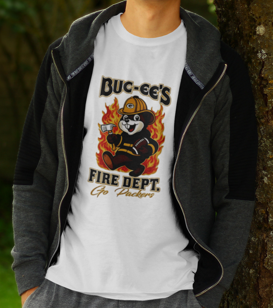 Buc Ee's Fire Dept Go Packers Axe Football Helmet T-Shirt