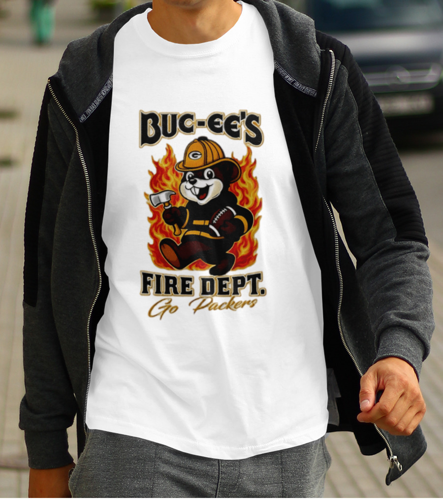 Buc Ee's Fire Dept Go Packers Axe Football Helmet T-Shirt