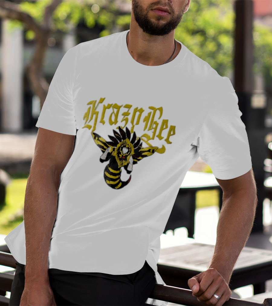 Krazy Bee Fighter Yellow Black Illustrated Bee T-Shirt