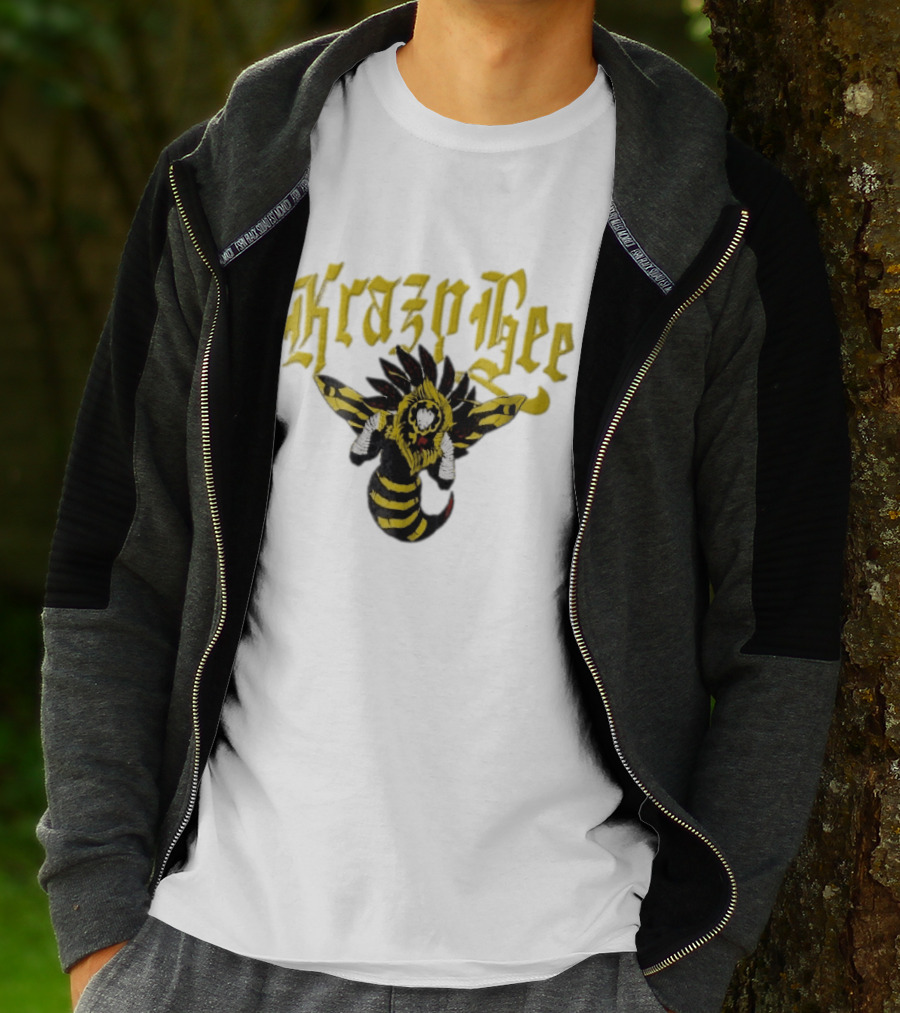 Krazy Bee Fighter Yellow Black Illustrated Bee T-Shirt