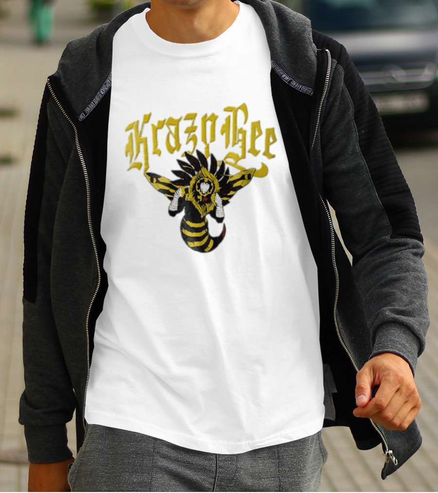 Krazy Bee Fighter Yellow Black Illustrated Bee T-Shirt