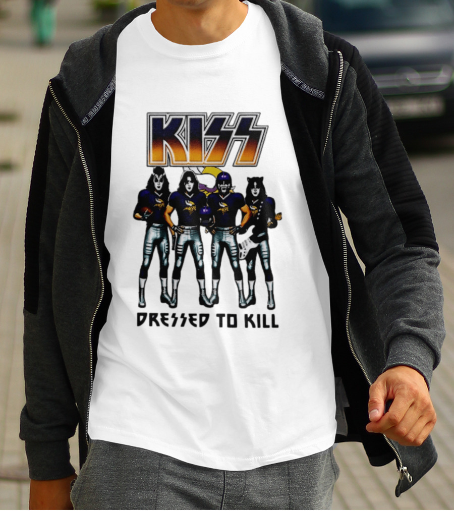 KISS Minnesota Vikings Dressed To Kill Football Fan T-Shirt