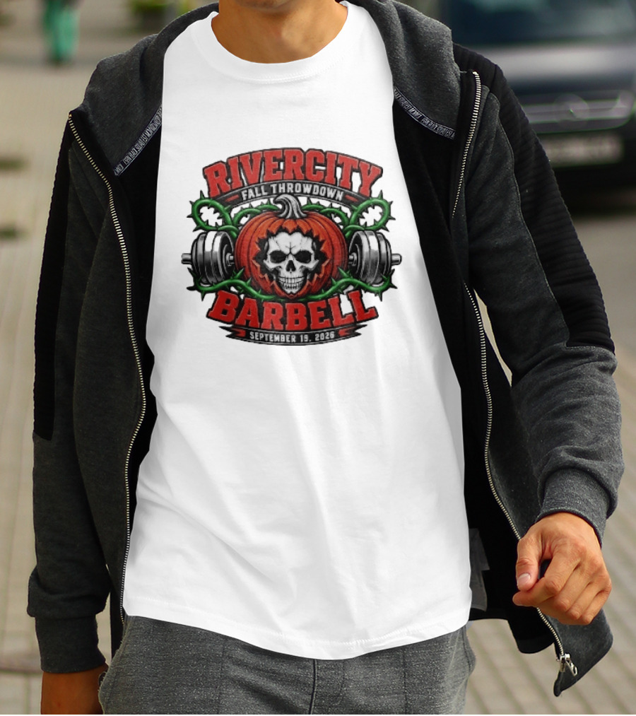Rivercity Fall Throwdown Skull Pumpkin Barbell September 19 2026 T-Shirt