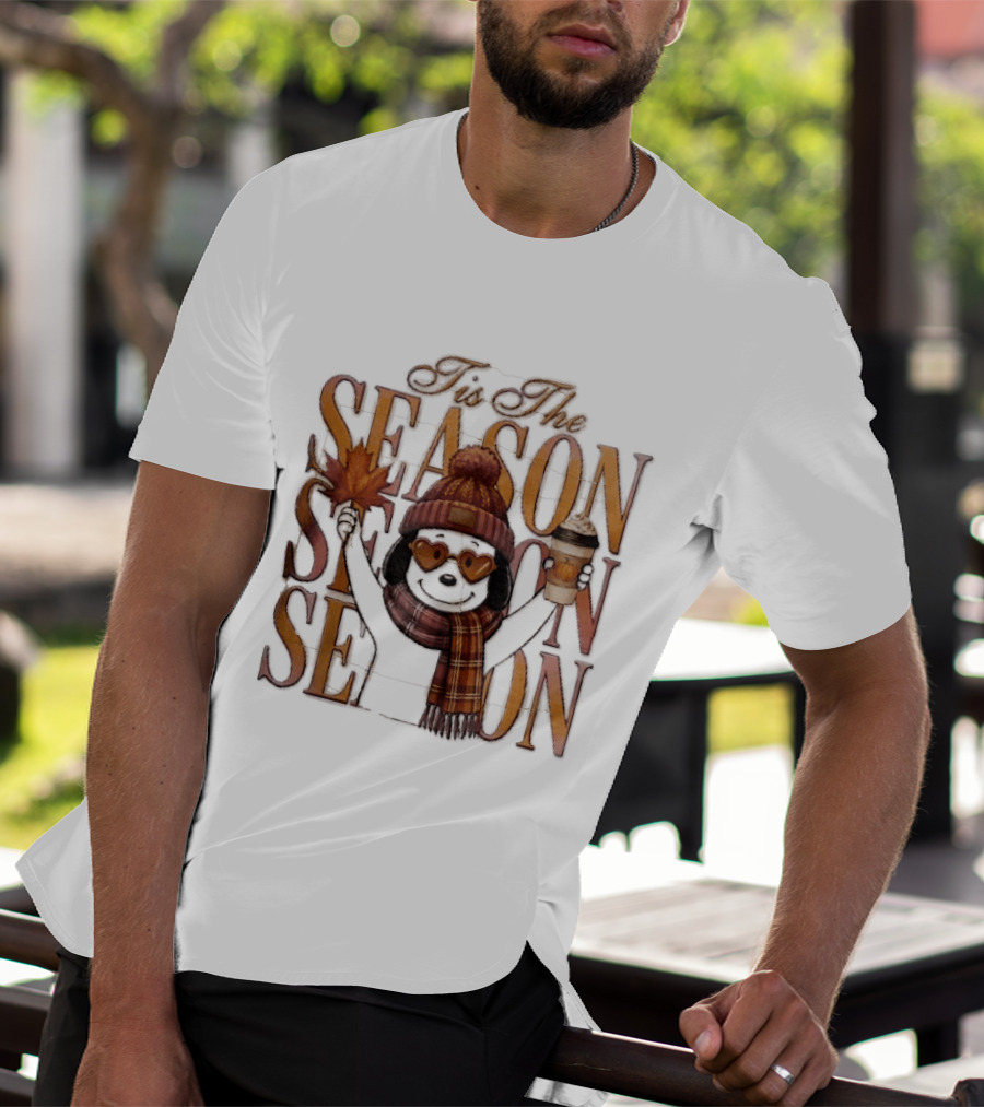 Tis The Season Fall Pumpkin Coffee Dog Autumn Cozy Vibes T-Shirt