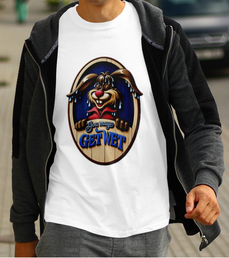 You May Get Wet Bunny Rabbit Cartoon Dripping Ears T-Shirt