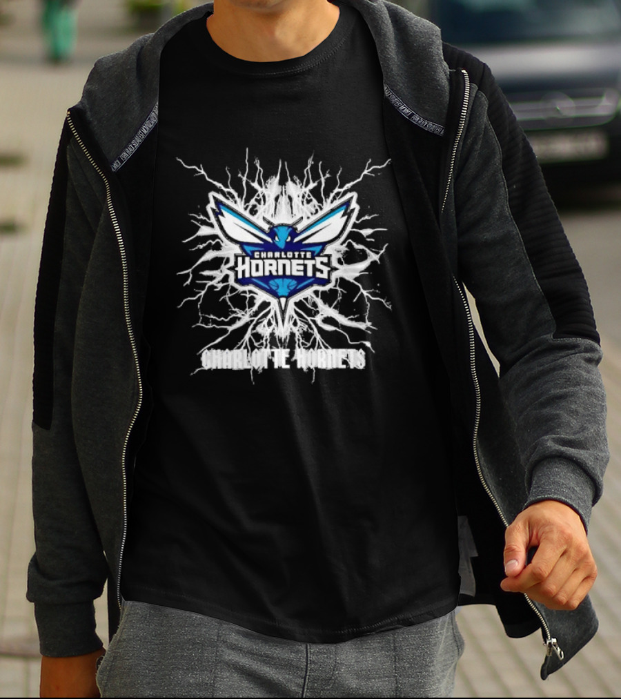 Charlotte Hornets Basketball Team Lightning Bolt T-Shirt