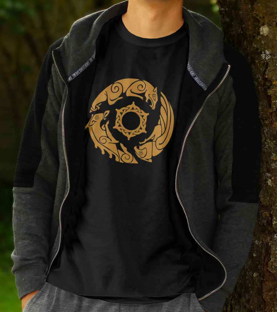Crimson Desert Crest Zodiac Animal Wheel T-Shirt
