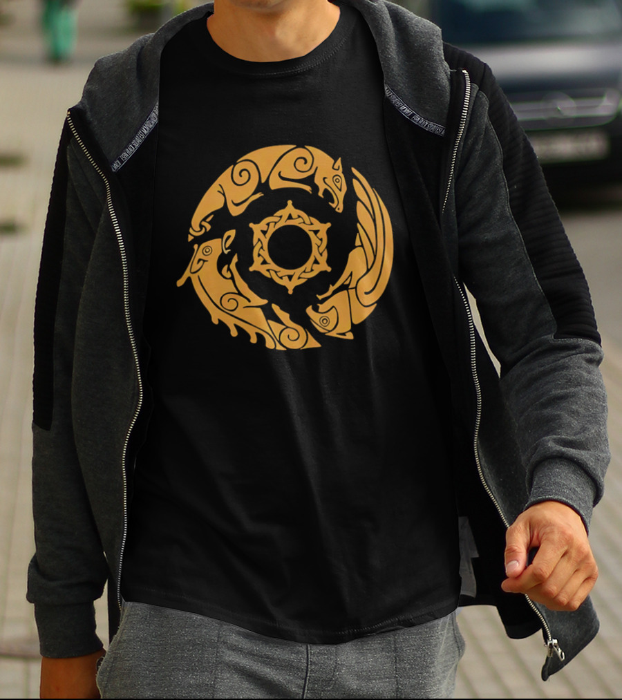 Crimson Desert Crest Zodiac Animal Wheel T-Shirt