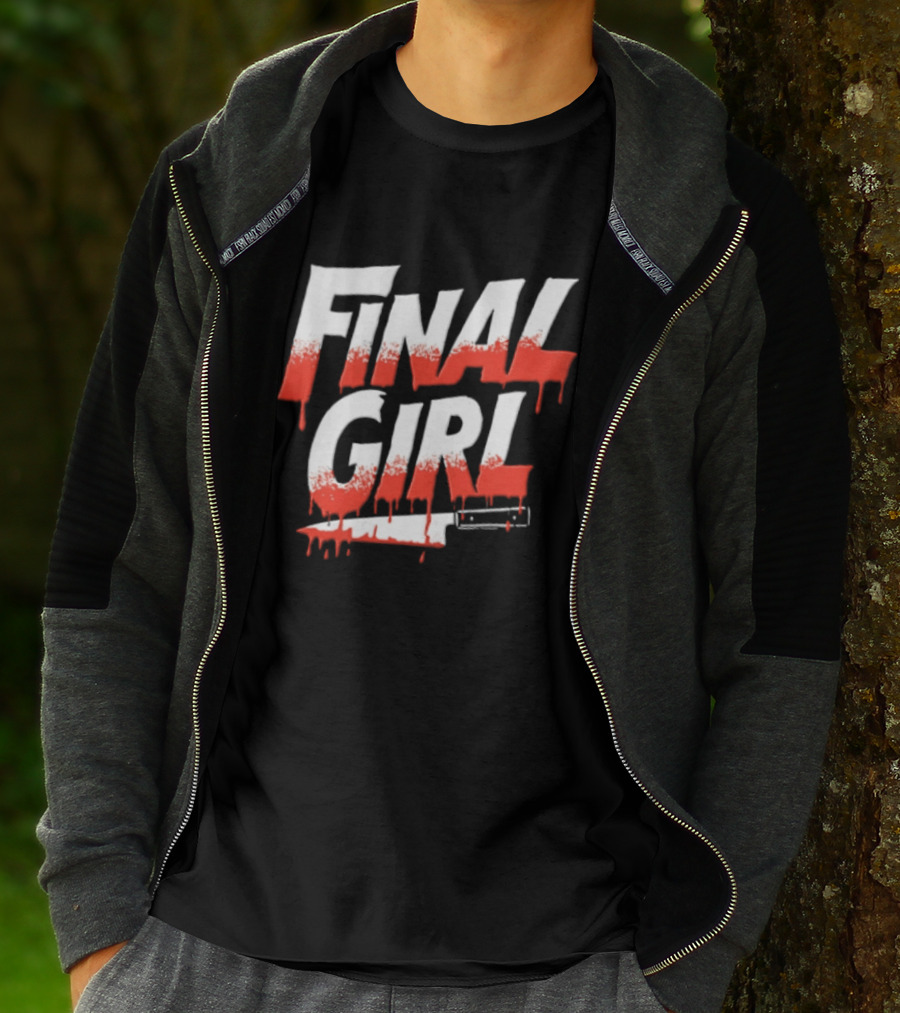 Final Girl Dripping Blood Kitchen Knife Horror Slasher T-Shirt