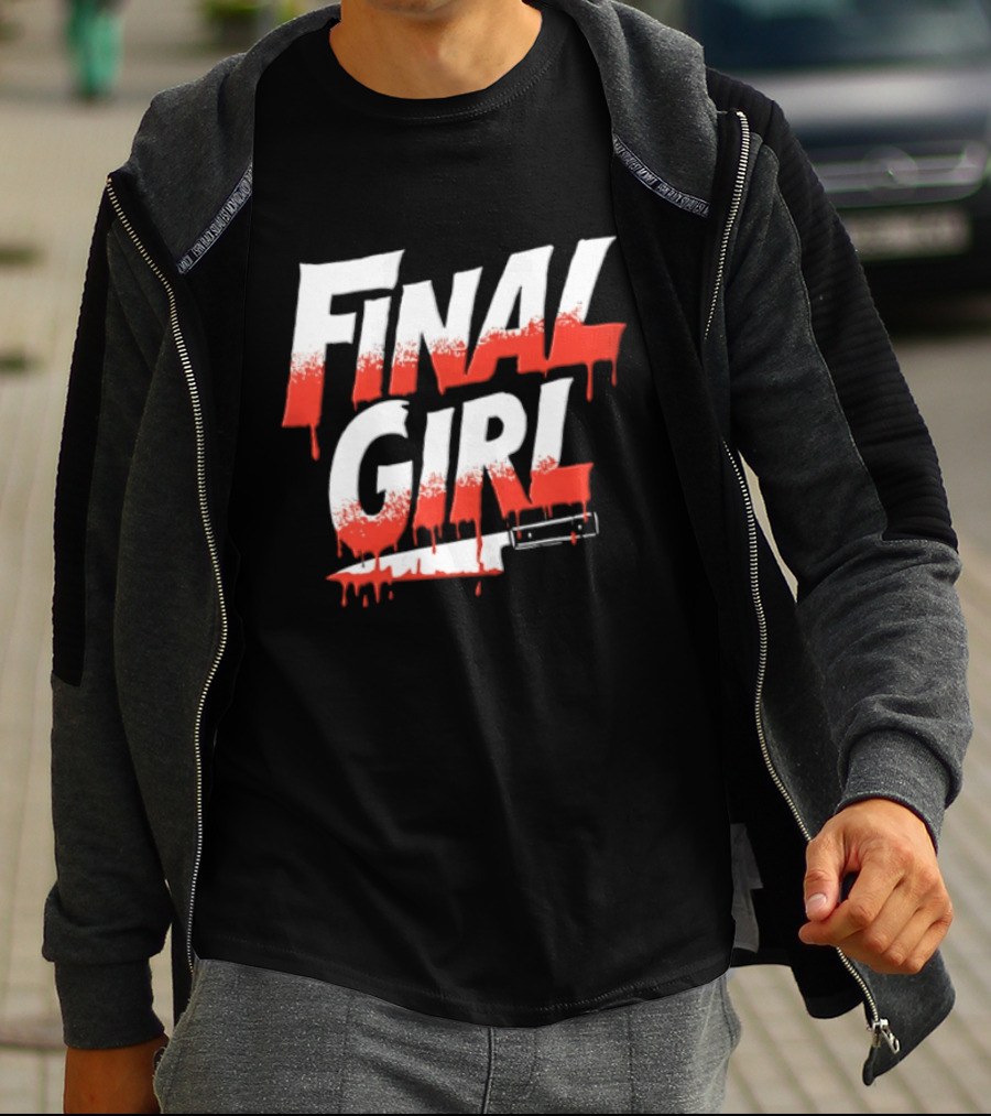 Final Girl Dripping Blood Kitchen Knife Horror Slasher T-Shirt